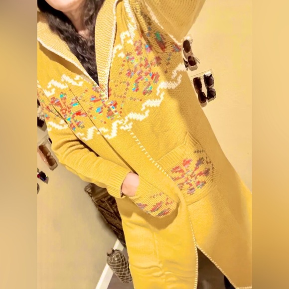 Boho Long, Open-Front, Hooded Sweater Cardigan W/Pockets, Size XL (12), NWOT - Picture 7 of 16